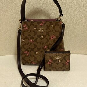 Coach Brown and Pink Shoulder Bag